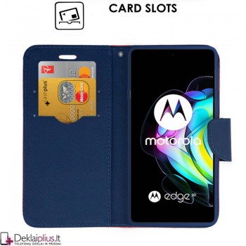 Telone fancy dėklas su skyreliais - raudonas (telefonui Motorola Edge 20)